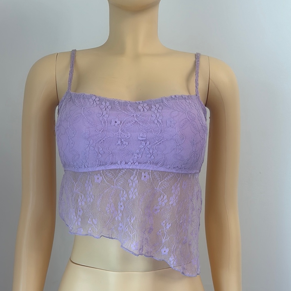 Edikted Lavender Lace YK2 open back Crop Top Sz M - Picture 3 of 7